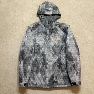 Chicago Bears Jacket Mens Medium Gray NFL Reebok On-Field Hooded Fleece Lined